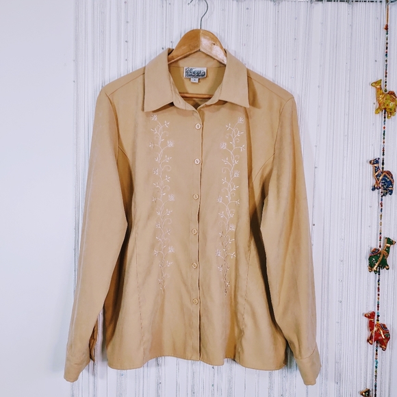 Vintage Embroidered Floral Long Sleeve Top / Shacket - Picture 4 of 7